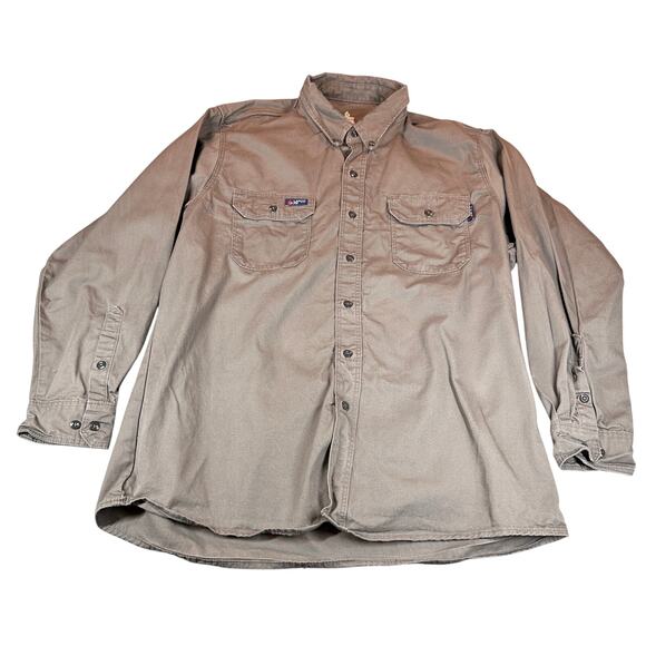 LAPCO FR Shirt Mens XL Grey Long Sleeve Button Up Workwear Top - Picture 1 of 10